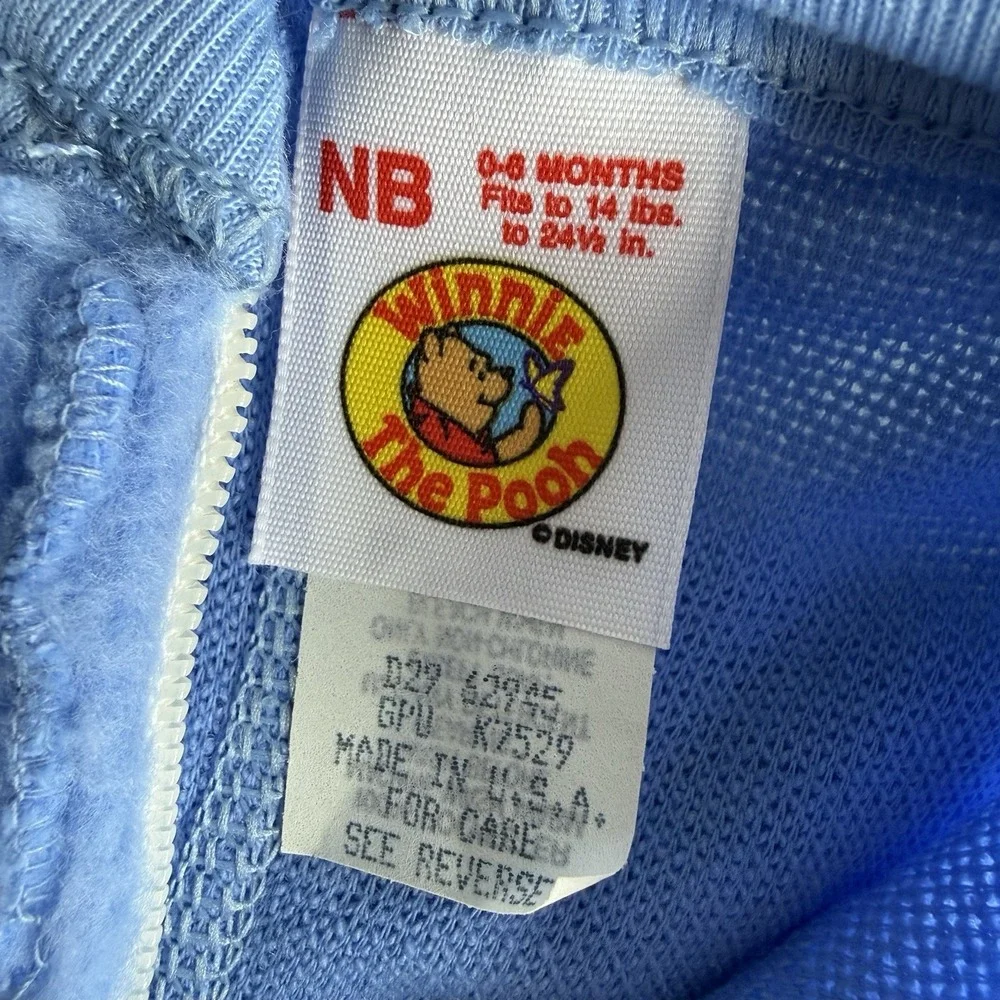 Winnie The Pooh Blue Footed‎ Infant 0 to 4 Months Baby Pajamas Vintage Disney